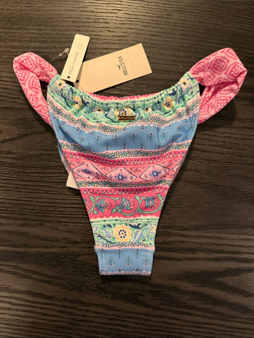 Hollister Pink & Blue Patterned Bikini Bottoms - Picture 2 of 3